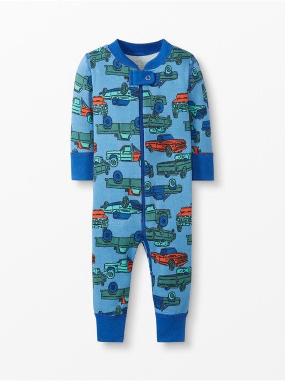 Hannah Anderson Baby Zip Sleeper Pajama in Organic Cotton Blue Truck Pattern